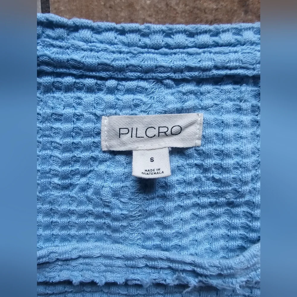 ✨ PILCRO S Anthropologie Waffle Knit Crop Tee | Blue | Effortless Coastal Casual - Picture 8 of 9